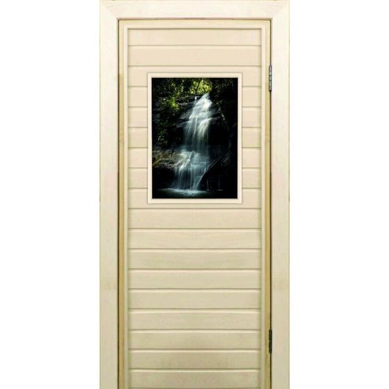 Дверь для бани со стеклом (40*60), &quot;Водопад-2&quot;, 190×70см, коробка из осины