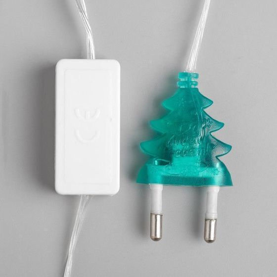 !09 Гирлянда «Нить» 5 м с насадками «Шарики белые», IP20, прозрачная нить, 20 LED, свечение мульти (RG/RB), мигание, 220 В