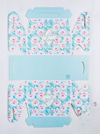 !09 Сундучок (набор 3 штуки) для сладкого With love, 16 × 15 × 9 см. голубого цвета