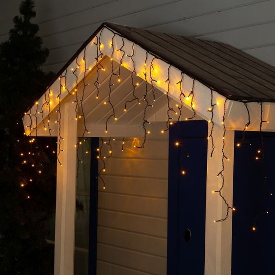 УЦЕНКА Гирлянда «Бахрома», уличная, 3×0.6 м, УМС, 3 Вт, 160 LED, 220 В, свечение жёлтое