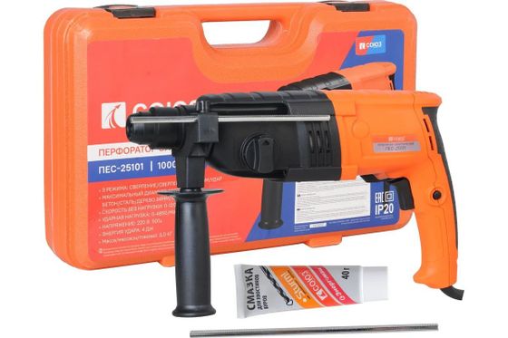 Перфоратор Союз ПЕС-25101, SDS+ 1000Вт патрон:sds-plus 4Дж (ПЕС-25101)