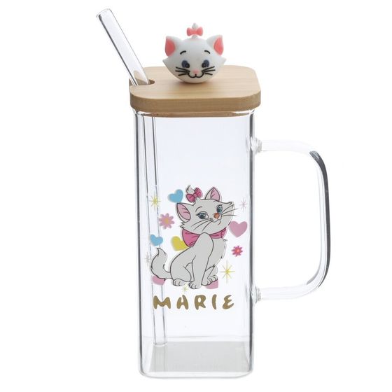 Кружка с крышкой и трубочкой, L6 W6 H13,5 см, 1 штука, дизайн микс