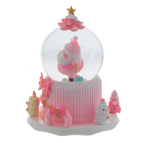 Фигурка декор &quot;Дед Мороз&quot; в стекл шаре (муз, подсвет, вьюга, движ, 3xAAA н/п), D10, L15 W15 H21 см