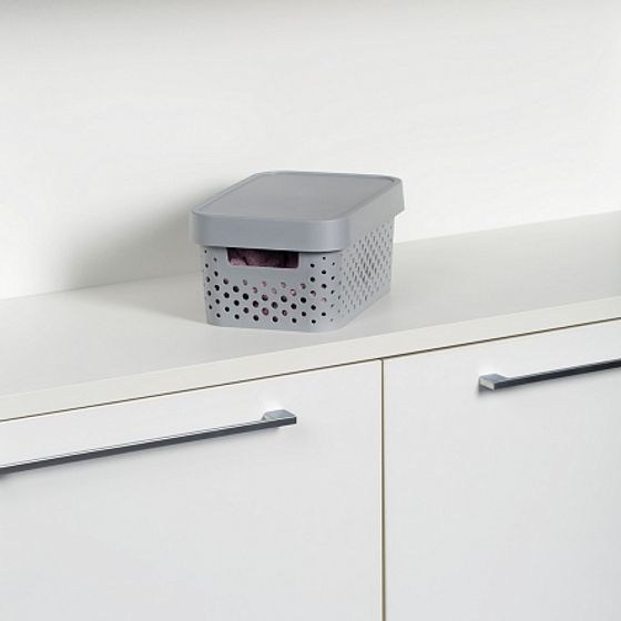 Коробка INFINITY перфорированная с крышкой 4.5л серая