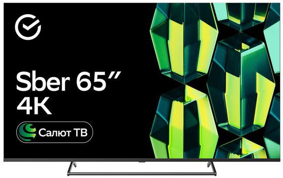 Телевизор LED 65&quot; Sber SDX-65U4125 черный 4K UHD SmartTV безрамочный