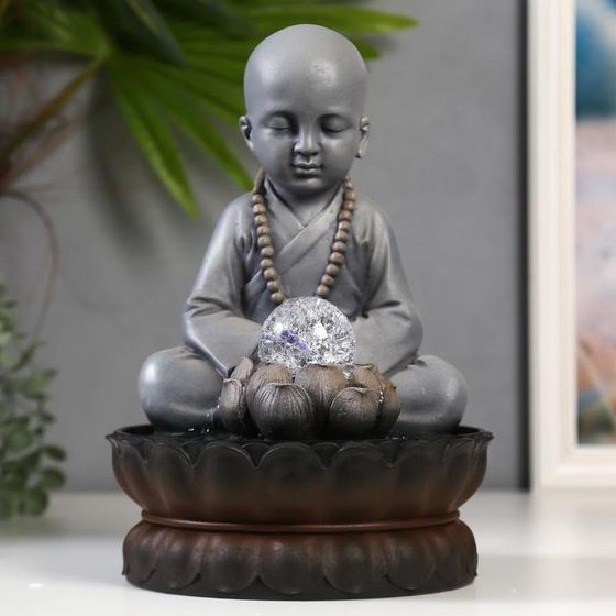 Фонтан настольный полистоун от сети свет &quot;Маленький будда - медитация&quot; 30х20х20 см