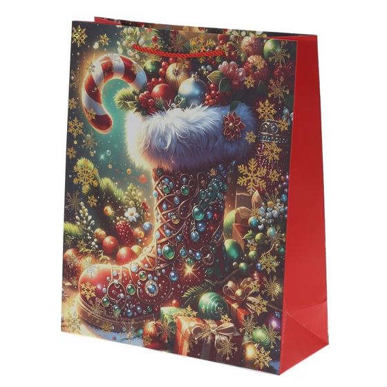 Пакет подарочный (бумага 210г/м2, блок 12шт), L18 W8,5 H23 см, 4в.