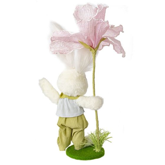 Фигурка декоративная &quot;Заяц с цветком&quot;, L14,5 W13 H39 см