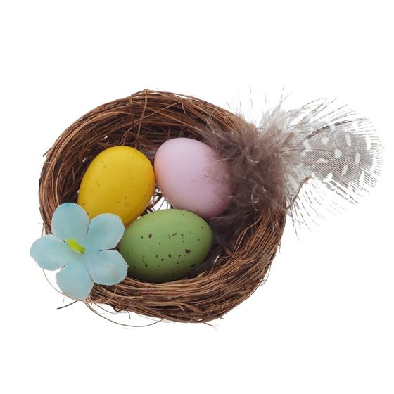 Изделие декоративное &quot;Гнездо пасхальное&quot; (блок 12 шт), L5,5 W5,5 H2,5 см, 4в.