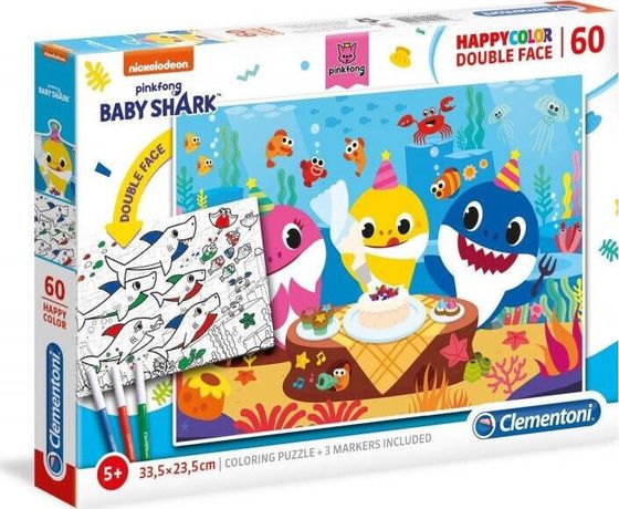 Clementoni Puzzle 60 HappyColor dwustronne Baby Shark