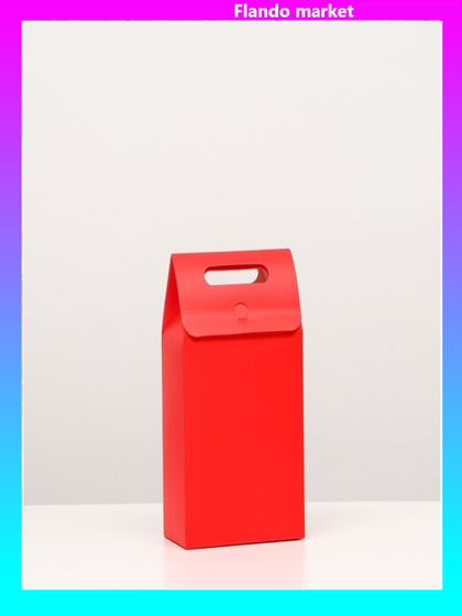 !Коробка-пакет с ручкой 3 штуки красная, 27 х 16 х 9 см