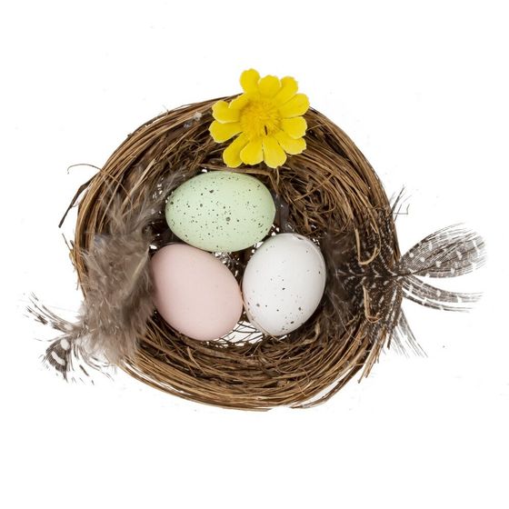 Изделие декоративное "Гнездо пасхальное" (блок 12 шт), L7 W6,5 H2 см, 2в.