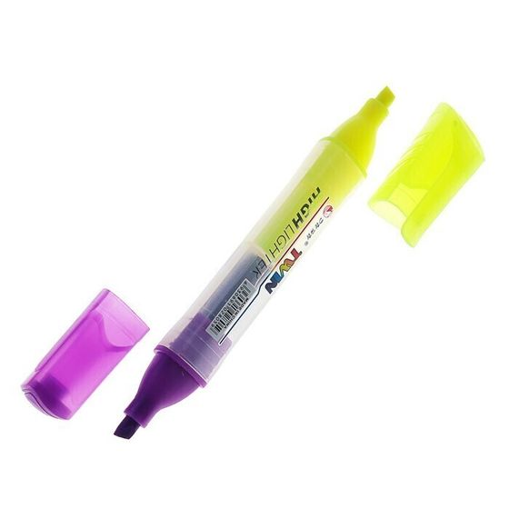 !Маркер-текстовыделитель,6 штук, наконечник скошенный, 5 мм, корпус треугольный, двухцветный, МИКС