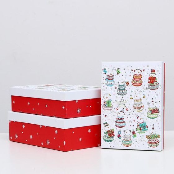!09 Набор коробок 3 в 1 "Новогодние игрушки", 21 х 29 х 9 - 18 х 26 х 6 см