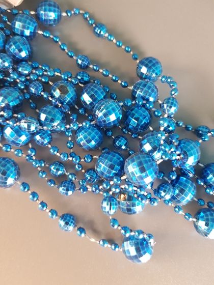 !09 Елочное украшение бусы "ШАРИКИ" 2.7 м цвет синий