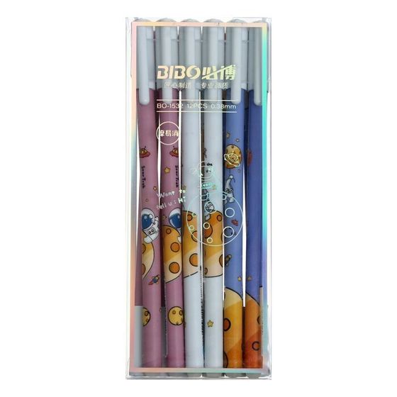 !09 Ручка гелевая (набор 6 штук) со стираемыми чернилами, стержень синий, корпус МИКС