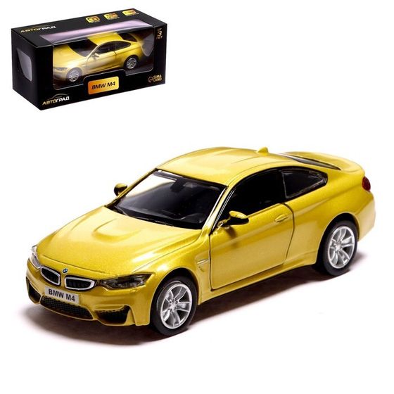 Машина металлическая BMW M4 COUPE, 1:32, инерция, открываются двери, цвет жёлтый