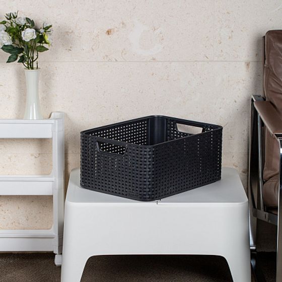 Корзина RATTAN STYLE BOX M темно-серая
