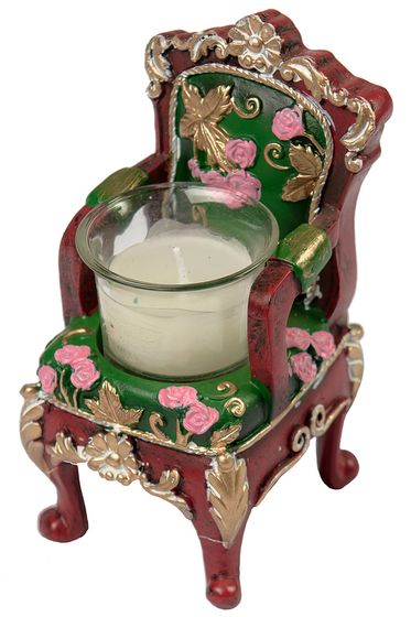 !09 Подсвечник декоративный со свечой "Трон" зеленый
