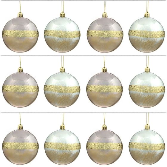 Набор из 12шт Украшение новогоднее Шар "Золотое кольцо Сатурна", D8 см L35 W26 H9 см D8 см