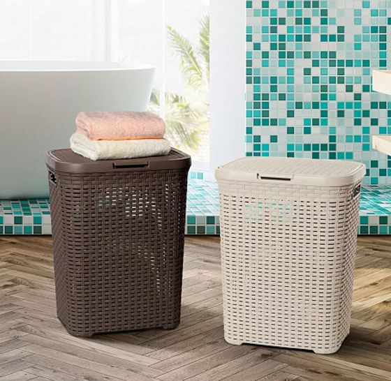 Корзина для белья RATTAN STYLE 40л темно-коричневая