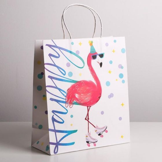 !09 НАБОР 2 ШТУКИ - Пакет крафтовый Happy 26 × 30 × 11,5 см.