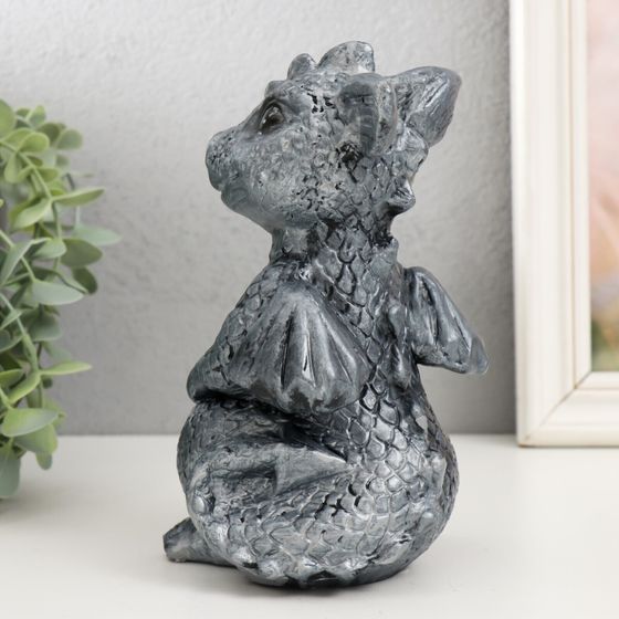 !09 Фигурка "Дракончик" 18х10х10 см, цвет серебристо черный