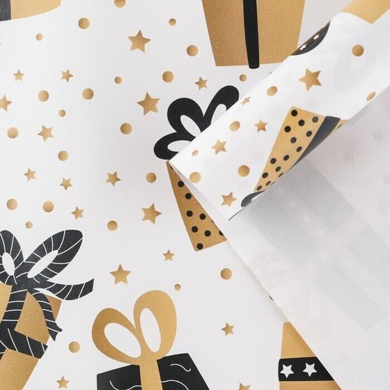 !09 Бумага упаковочная 4 листа глянцевая «Большие подарки», 70 × 100 см/