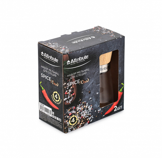 Набор мельниц для специй SPICE WOOD, 2шт