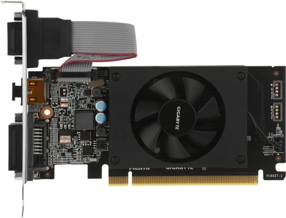 Видеокарта Gigabyte PCI-E 2.0 GT710 2Gb GV-N710D3-2GL 2.0 DDR3 64bit 954/1600 1xDVI 1xHDMI 1xVGA low prof RTL