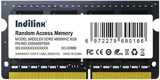 Память SO-DIMM DDR5 8Gb 4800MHz Indilinx IND-ID5N48SP08X PC5-38400 262-pin