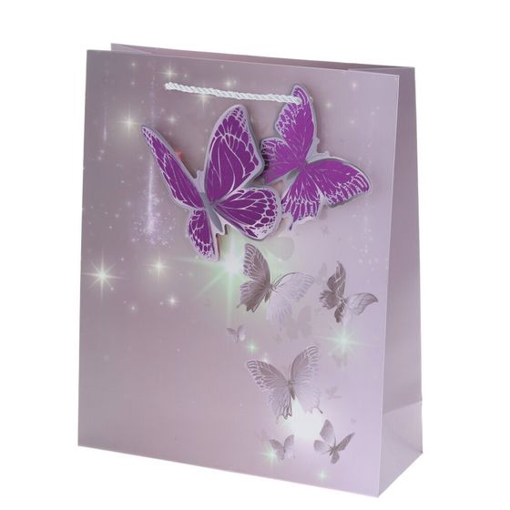 Пакет подарочный (бумага 210г/м2, блок микс 12шт), L26 W10 H32 см, 4в.