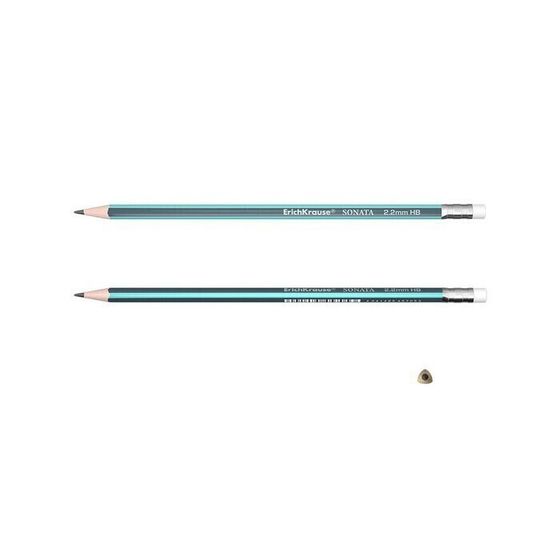 !Карандаш чернографитный с ластиком НВ, 2.2 мм, 3 штуки ErichKrause Sonata, трёхгранный, из отборной древесины, микс