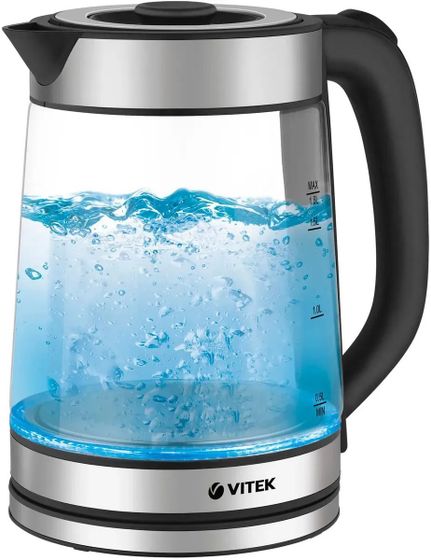 Чайник электрический Vitek VT-1179 1.7л 2200Вт серебристый (стекло)