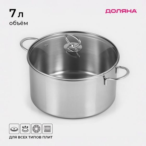 Кастрюля Доляна «Грейт», 7 л, индукция, нержавеющая сталь