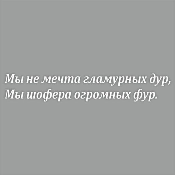 Наклейка на авто &quot;Мы шофера огромных фур!&quot;, плоттер, белый, 600 х 100 мм