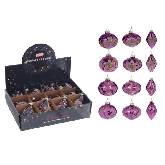 Набор из 12шт Украшение новогоднее "Шар", D8 см, L34 W25 H9 см