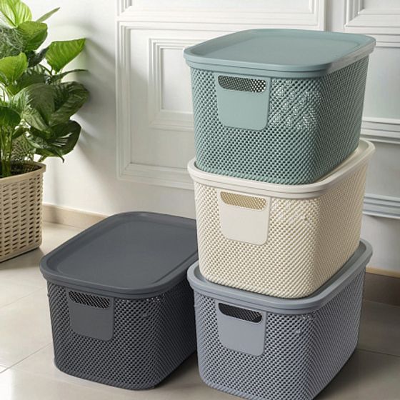 Корзина NICKEL зелёная 18л 28.5×38×22.2см с крышкой