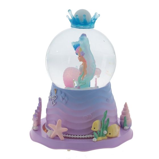 Фигурка декор &quot;Русалка&quot; в стекл шаре (муз, подсвет, вьюга, движ, 3xAAA н/п), D10 см, Д15 Ш15 В20 см