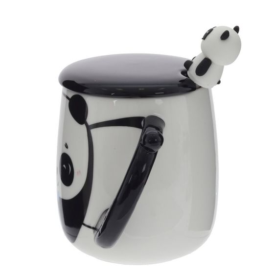 Кружка с крышкой и ложкой, 400 мл, L12 W9 H13 см