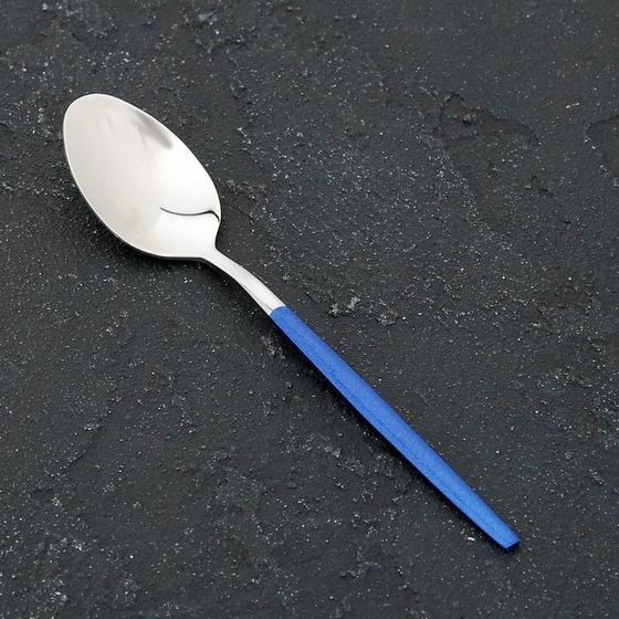 Ложка чайная Magistro «Блинк», 14,5 см, на подвесе, цвет серебряный, синяя ручка