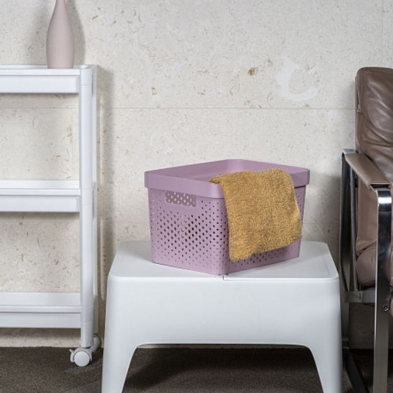 Коробка INFINITY перфорированная с крышкой 17л розовая