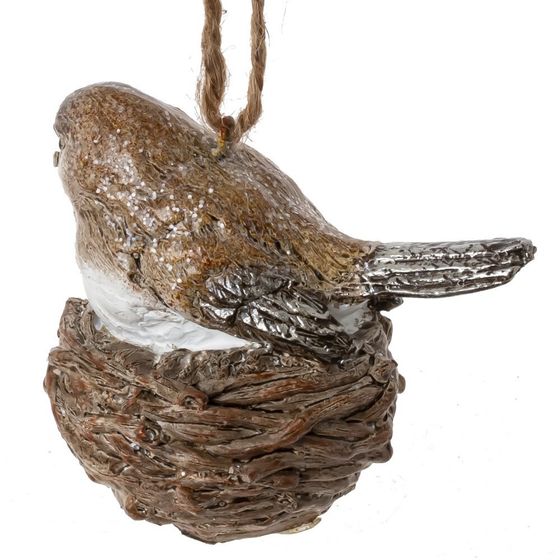 Украшение новогоднее &quot;Птичка в гнезде&quot;, L8,5 W6 H7,5 см