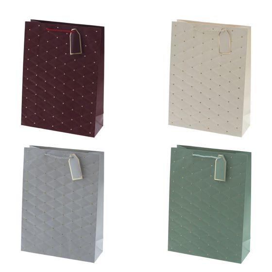 Пакет подарочный L (бумага 210г/м2, блок 12шт), L31 W12 H42 см, 4в.