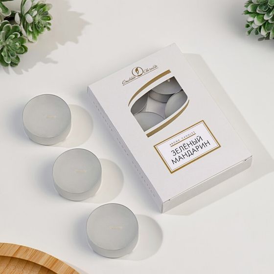 Набор свечей чайных ароматизированных &quot;Зеленый мандарин&quot;, 6 шт, 12 гр