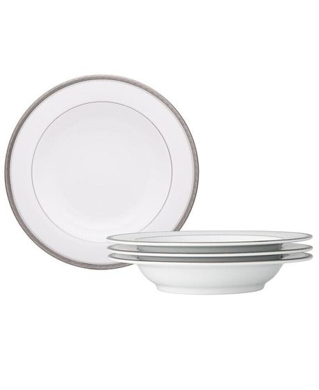 Charlotta Platinum 4 Piece 11&quot; Pasta Bowls Set, 24 oz, Service for 4