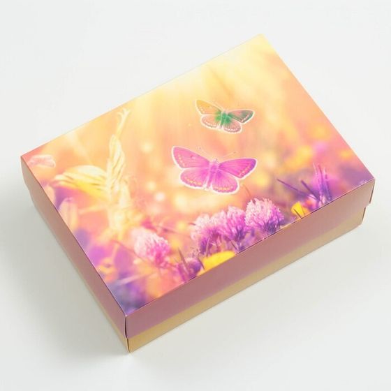 !Коробка подарочная 2 штуки крышка-дно, сборная &quot;Рассвет&quot; 21 х 15 х 7 см