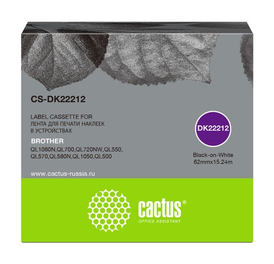 Картридж ленточный Cactus CS-DK22212 DK-22212 черный для Brother P-touch QL-500. QL-550. QL-700. QL-800