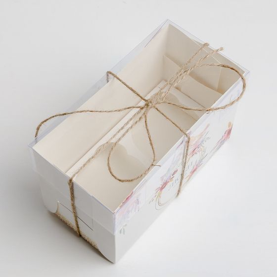 !09 Коробка (набор 5 штук) на 2 капкейка «Только для тебя», 16 × 8 × 10 см.