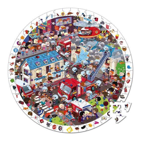 JANOD Round Observation Puzzle Firemen 208 pieces